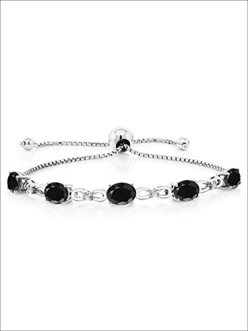 Sterling Silver Oval Gemstone Tennis Bracelet Lab Grown Diamond Bolo